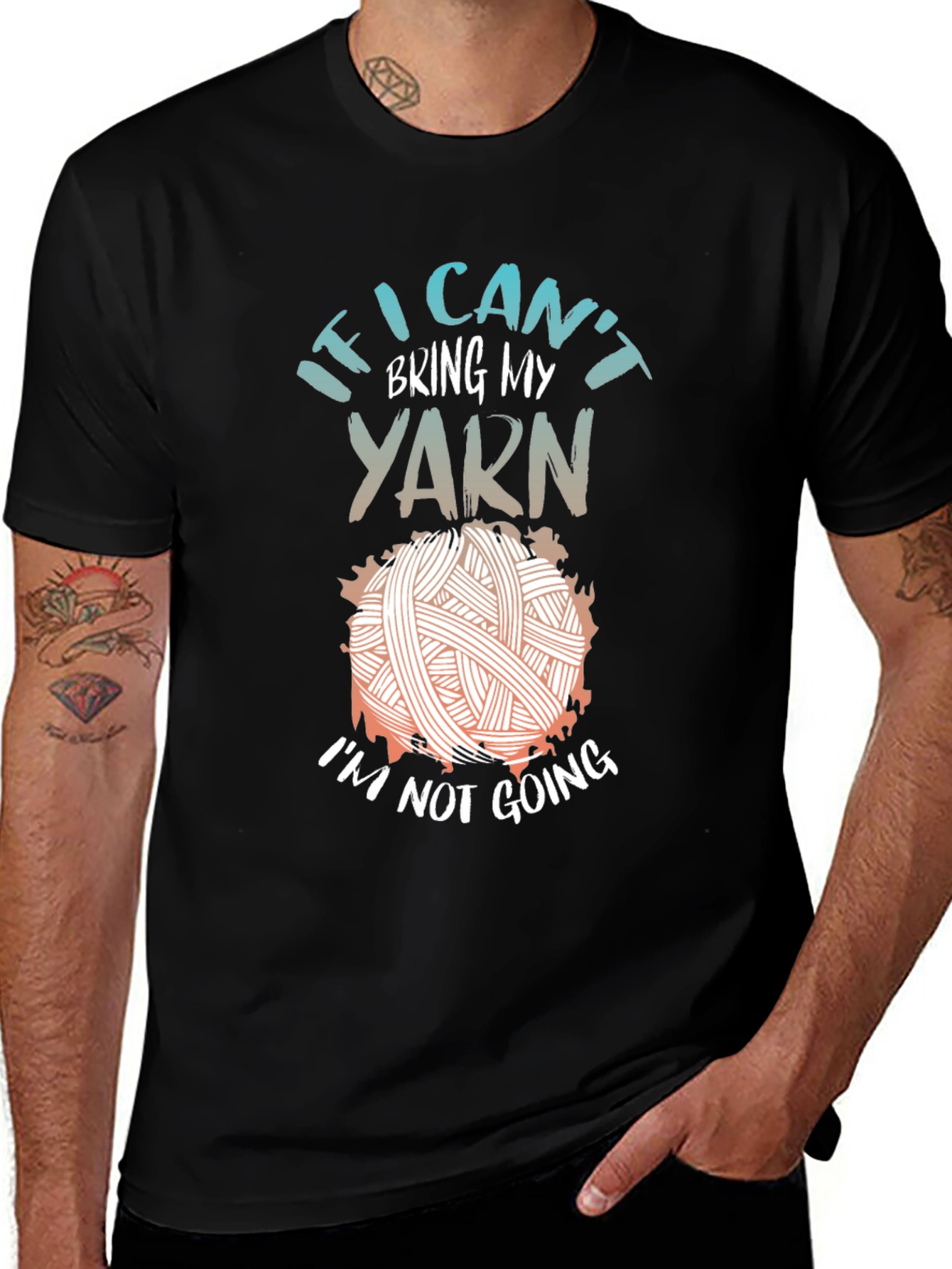 Variant 29 of Funny Knitting T-Shirt: If I Can't Bring My Yarn