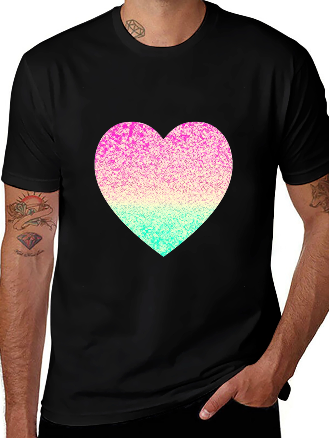 Variant 20 of Heart Graphic Black T-Shirt