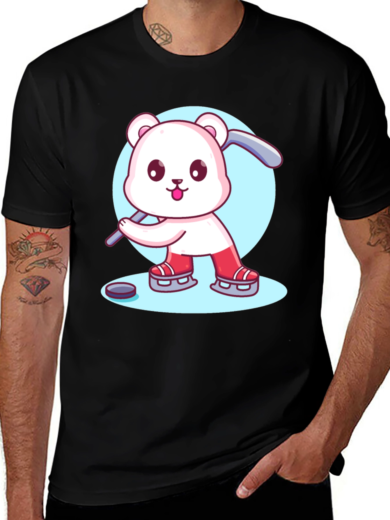 Variant 29 of Cartoon Bear Hockey T-Shirt
