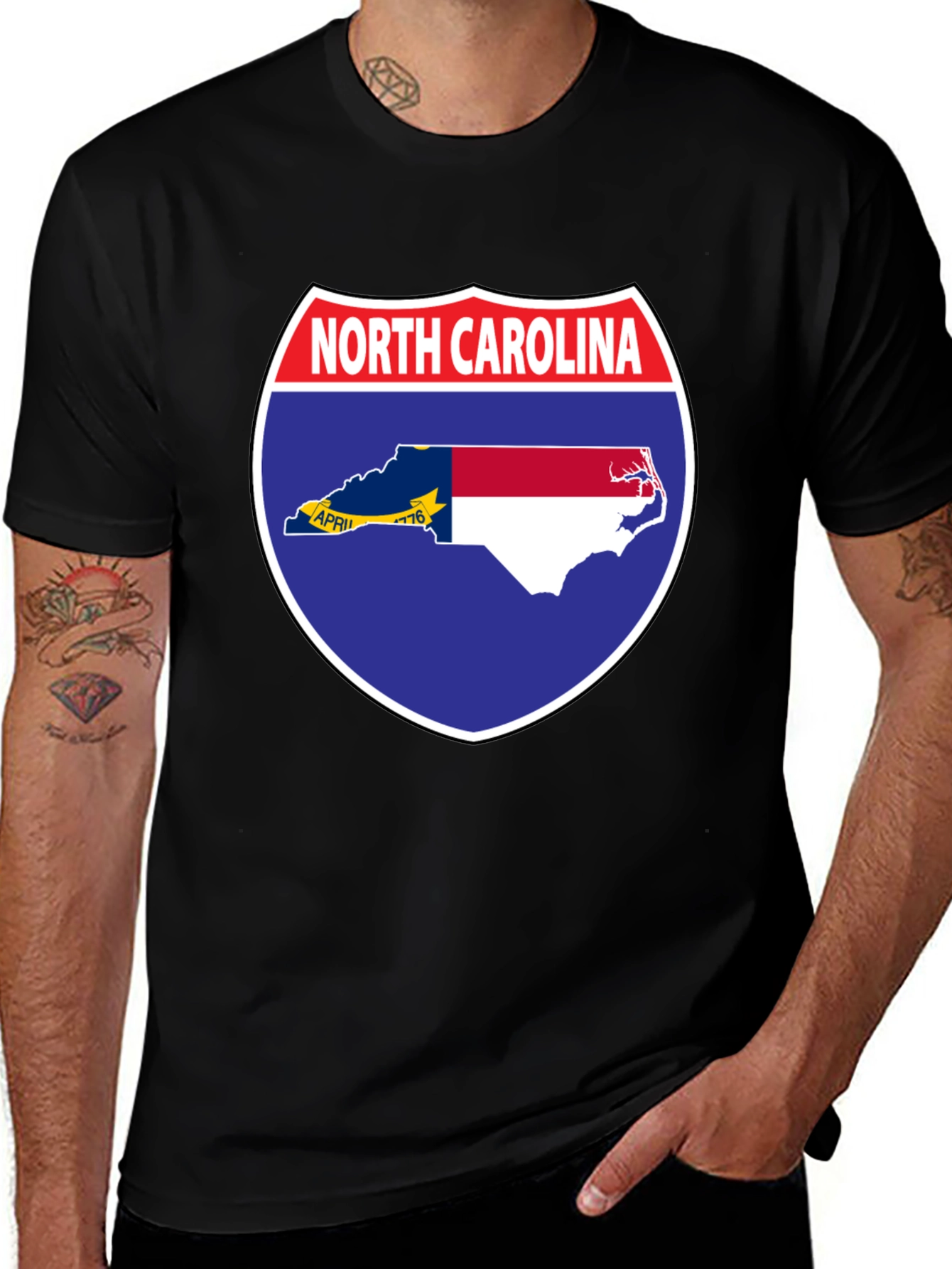 North Carolina State Flag Shield T-Shirt