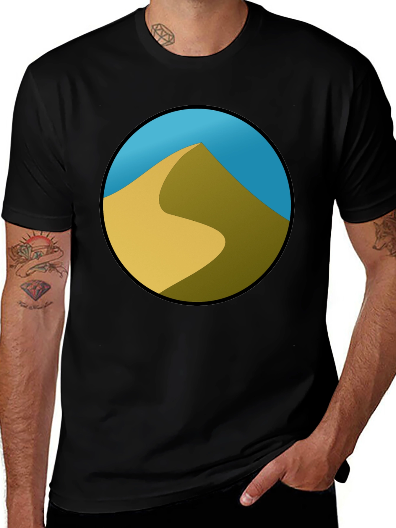 Variant 14 of Desert Dune Graphic Black T-Shirt