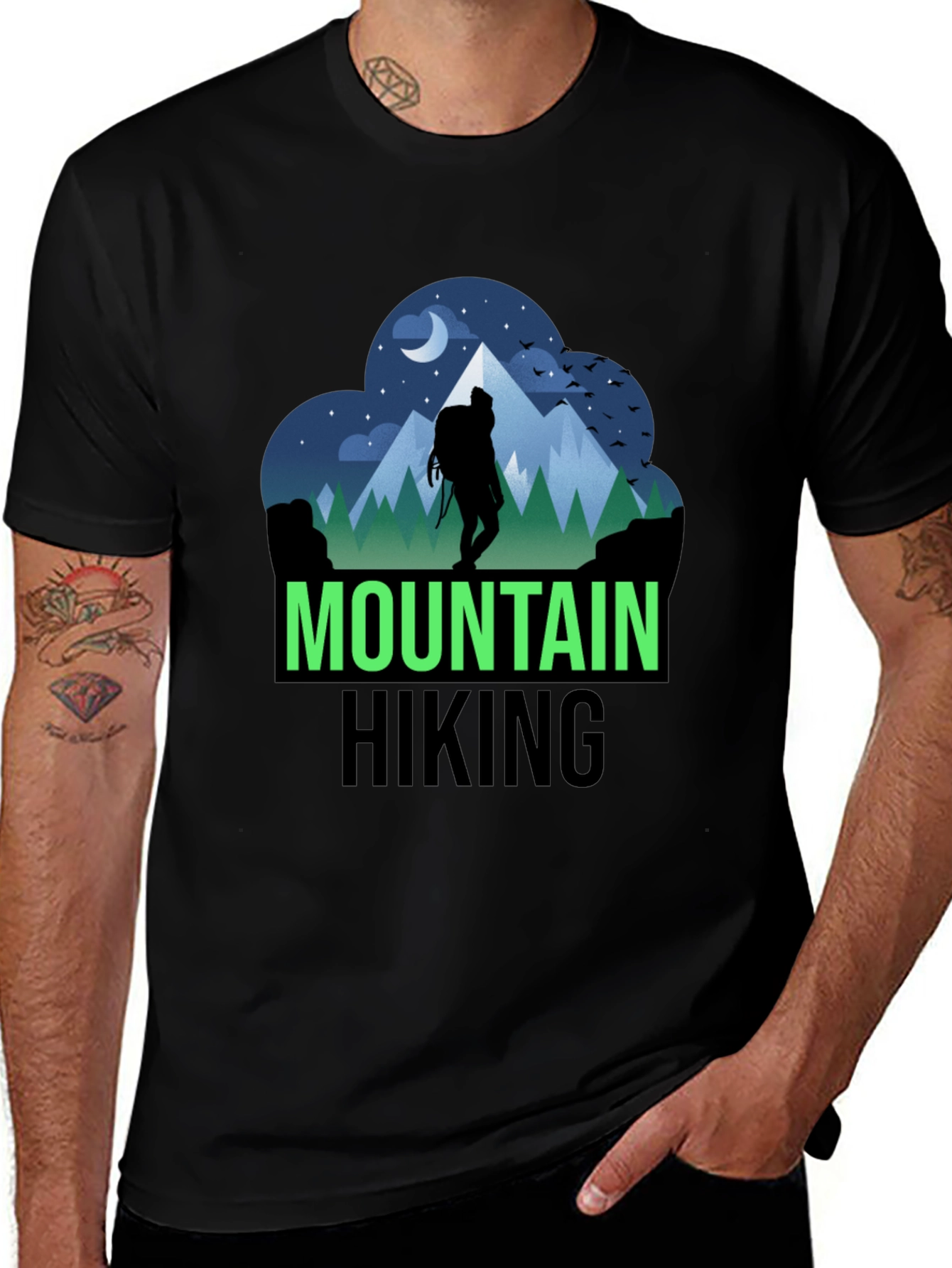 Variant 30 of Mountain Hiking Graphic Tee - Black