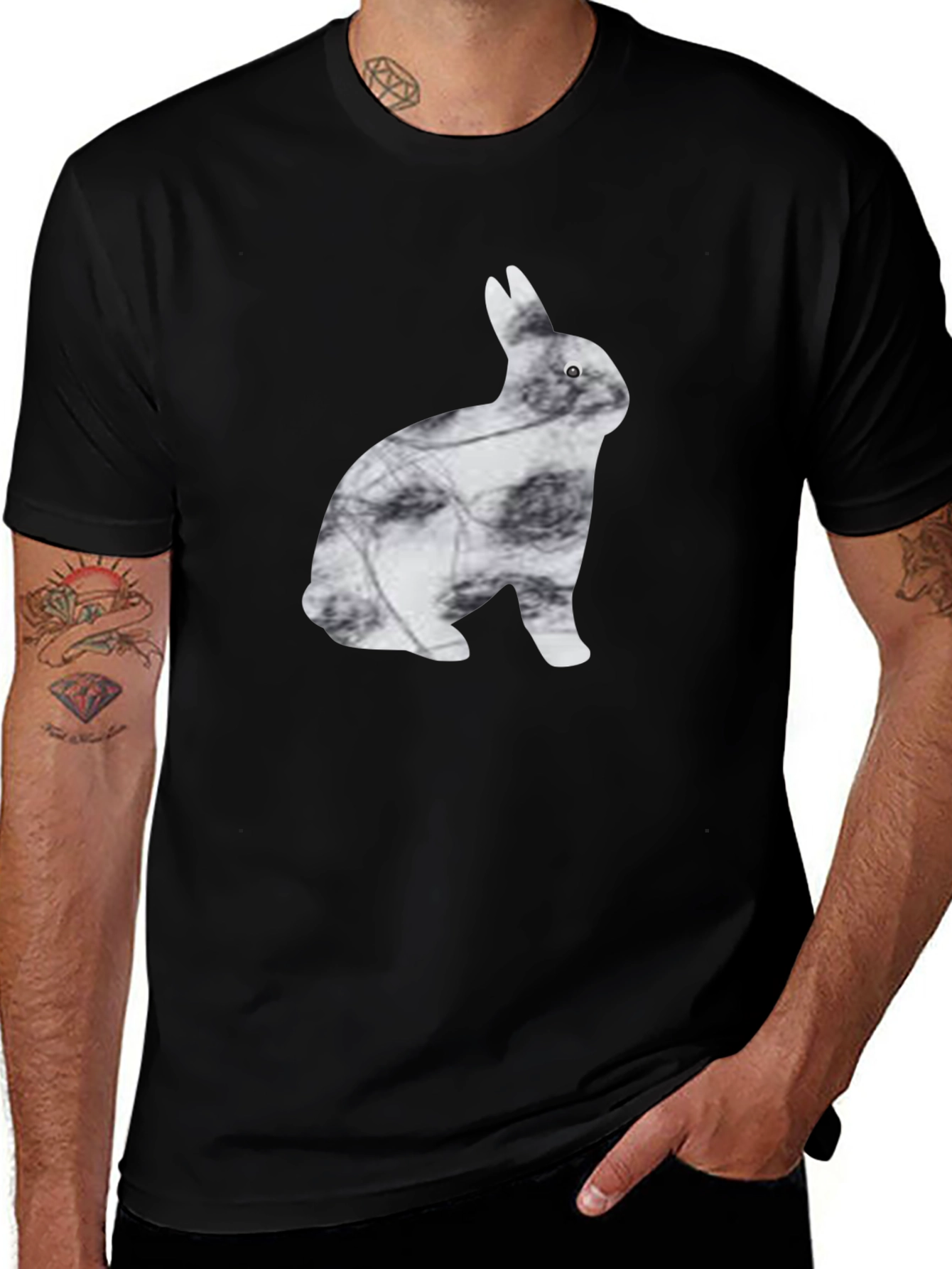 Variant 29 of Black Rabbit Silhouette Tee - Modern Graphic Print