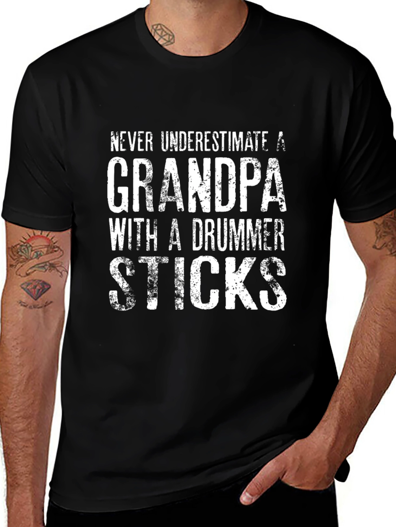 Variant 18 of Grandpa Drummer Sticks T-Shirt - Black Novelty Tee