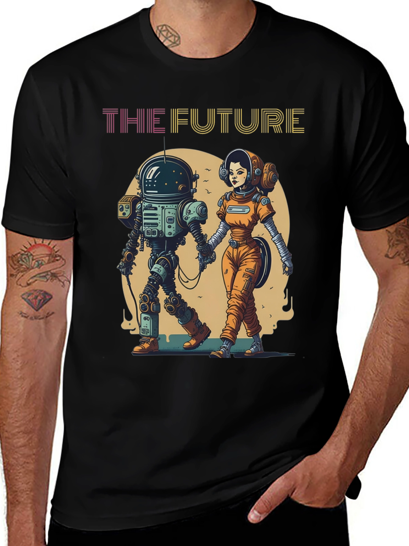The Future T-Shirt: Robot & Astronaut Couple