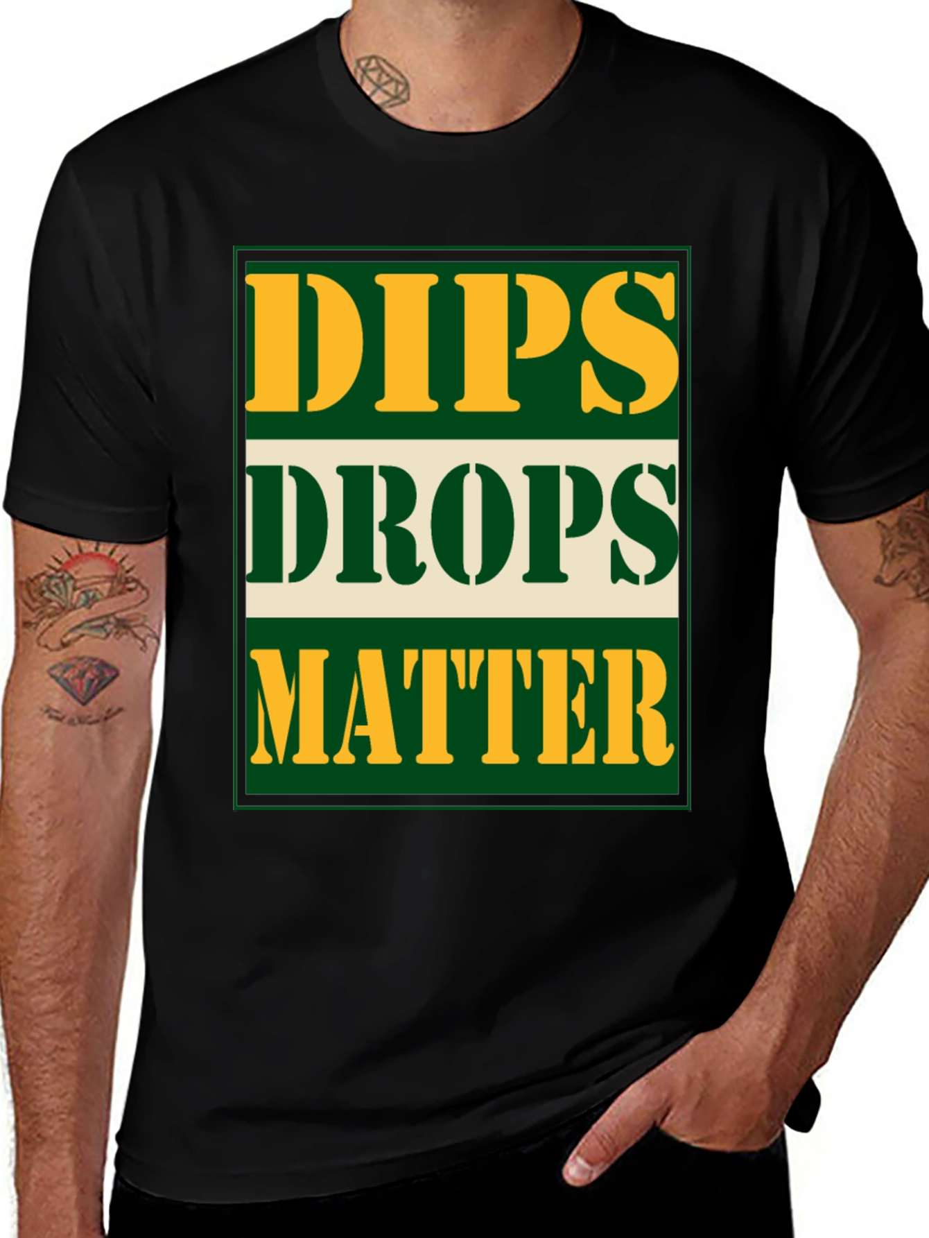 Black Dips Drops Matter Graphic Tee - Novelty Gym T-Shirt main image