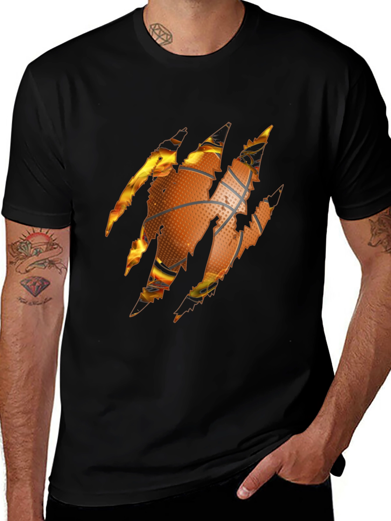 Fiery Basketball Claw T-Shirt - Graphic Tee