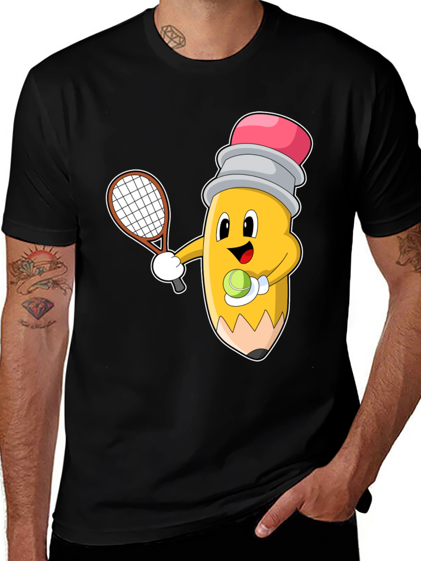 Tennis Pencil Graphic Tee - Funny Sport Shirt