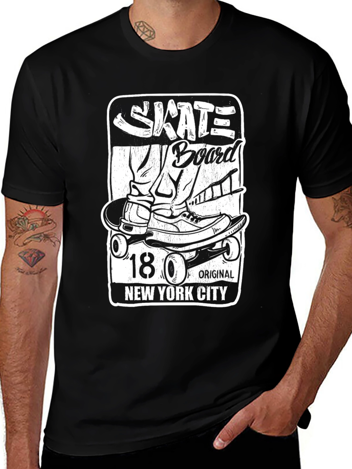 Variant 7 of Skate Board New York City Black Graphic Tee