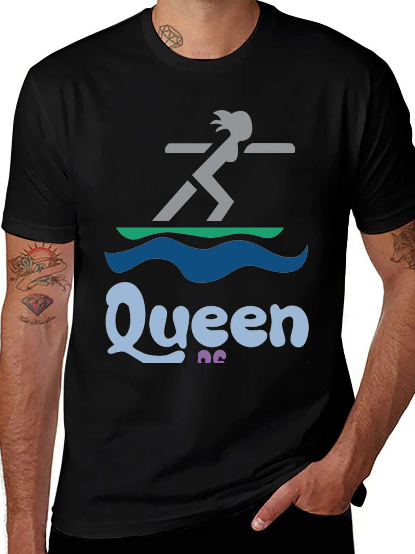 Variant 19 of Queen Paddleboarder T-Shirt - Black Graphic Tee