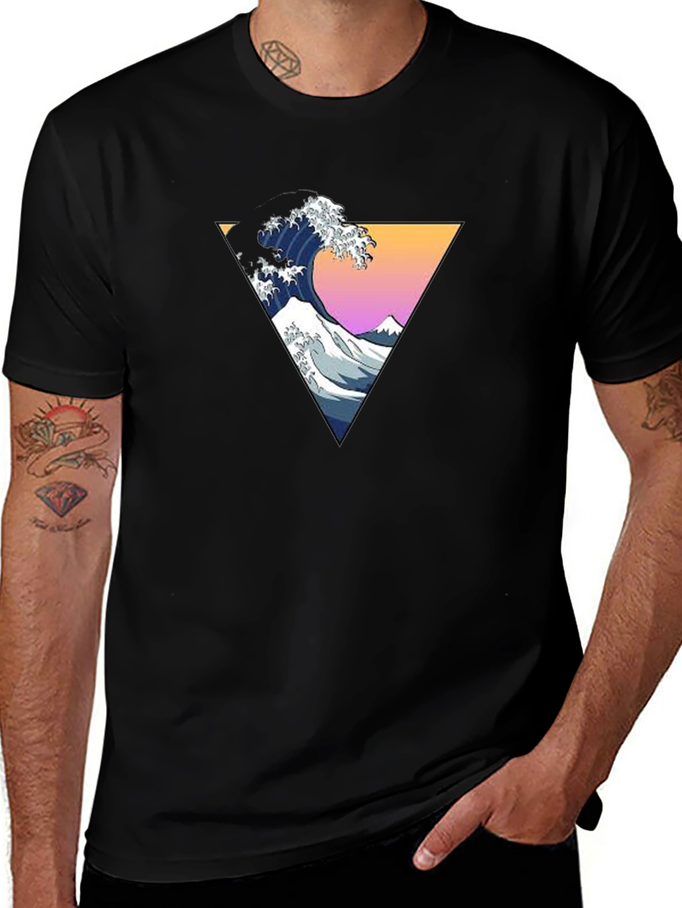 Variant 15 of Great Wave Triangle Graphic Tee - Black