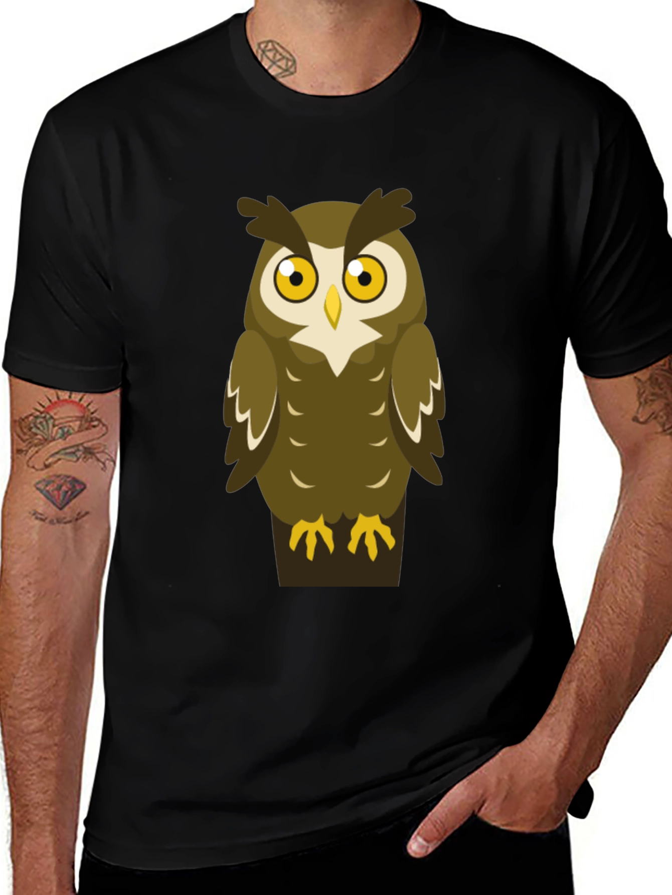 Variant 24 of Owl Graphic Print Men's Black T-Shirt