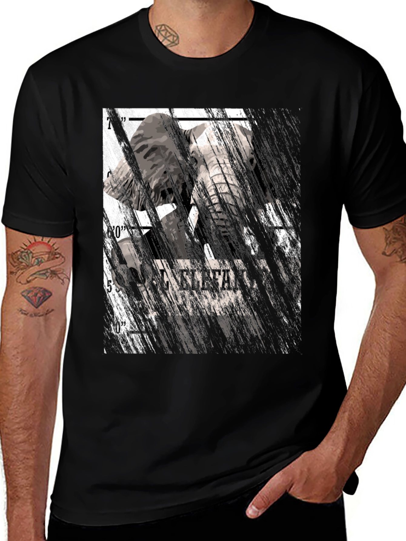 Variant 23 of Elephant Print Graphic Tee - Mens Black T-Shirt