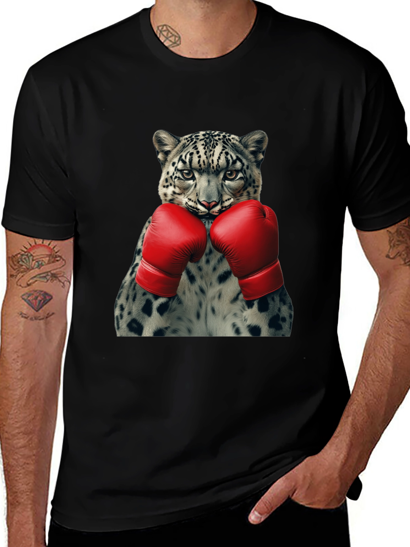 Variant 5 of Leopard Boxer Graphic Tee - Punchy Style!