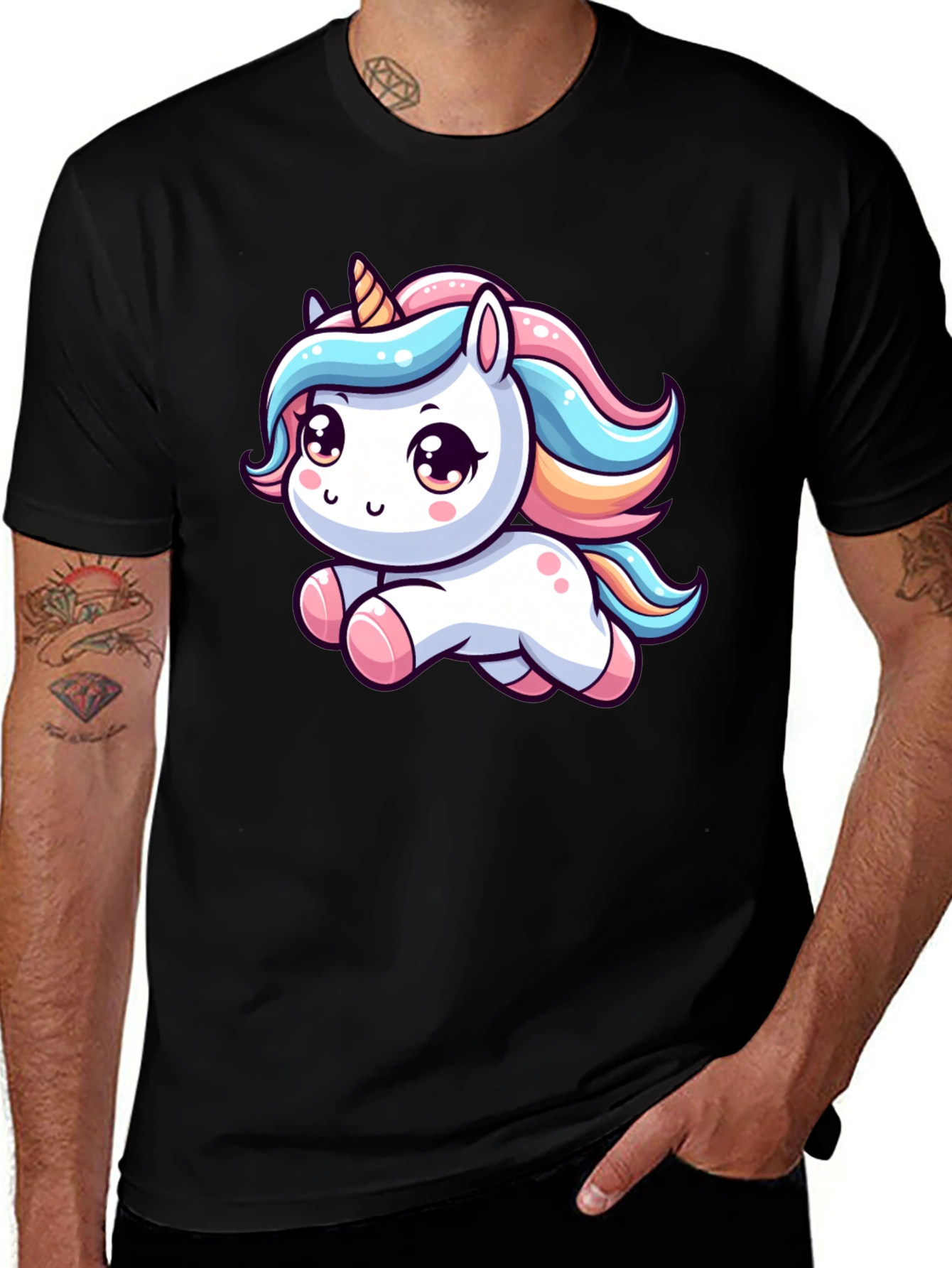 Variant 12 of Unicorn Graphic Tee - Black Cotton T-Shirt