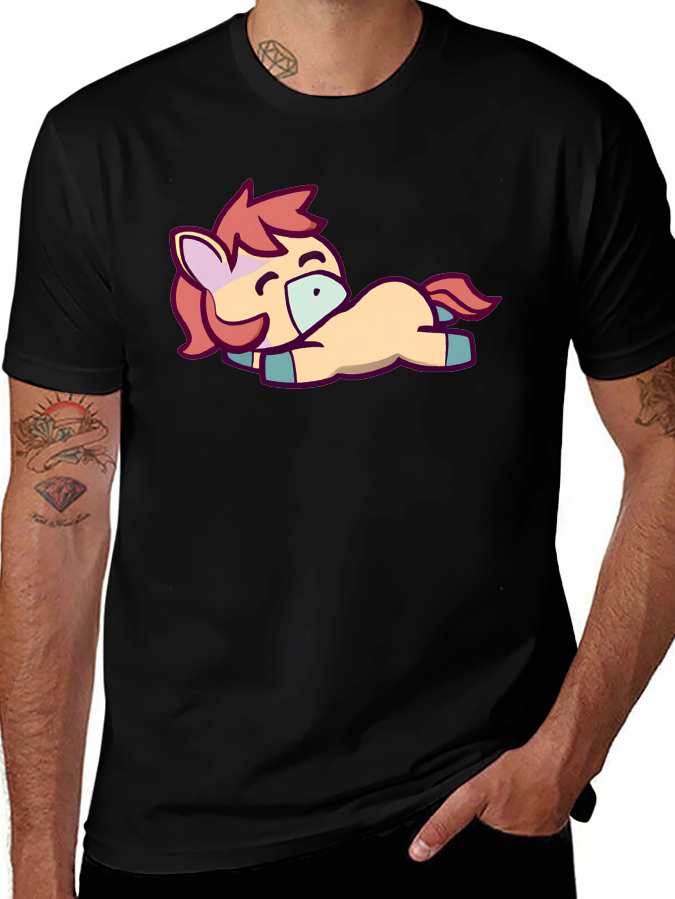 Variant 10 of Cute Pony Graphic Tee - Black T-Shirt