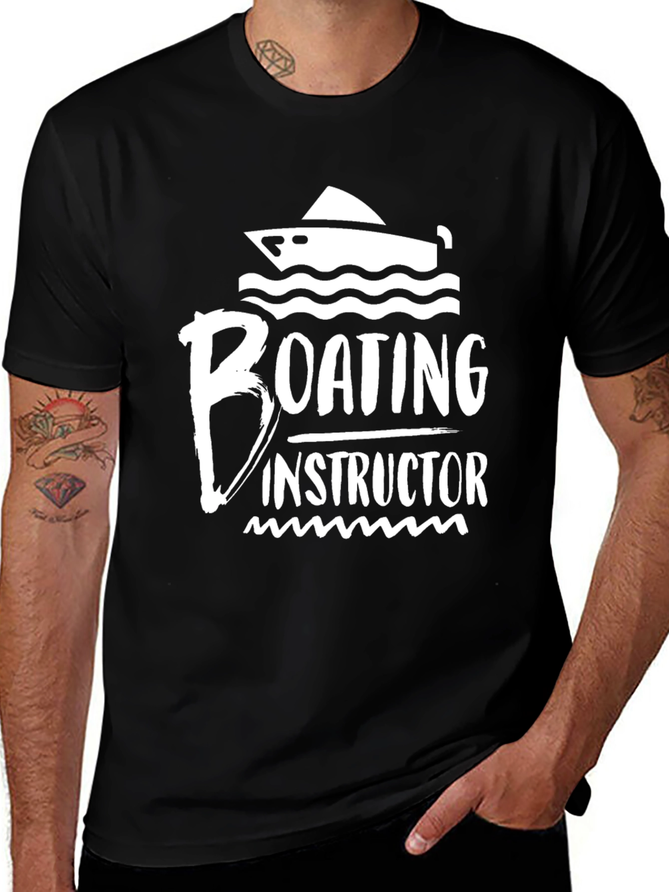 Variant 26 of Boating Instructor Graphic Tee - Black Cotton T-Shirt