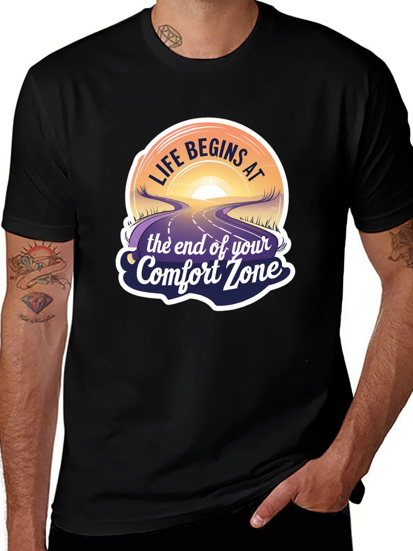 Life Begins at The End of Comfort Zone Black T-Shirt