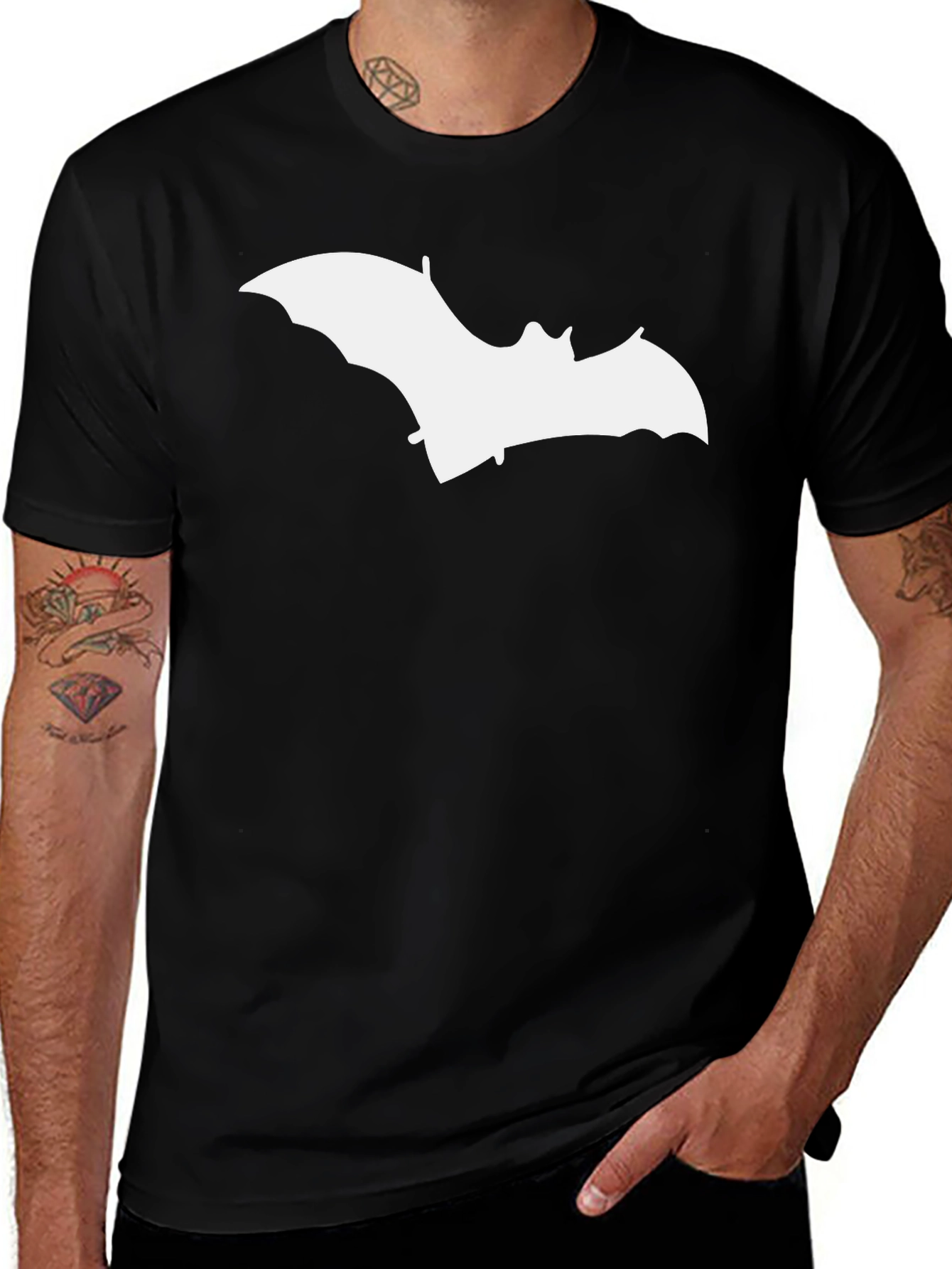 Variant 13 of Bat Graphic Tee - Modern Style, Black T-Shirt