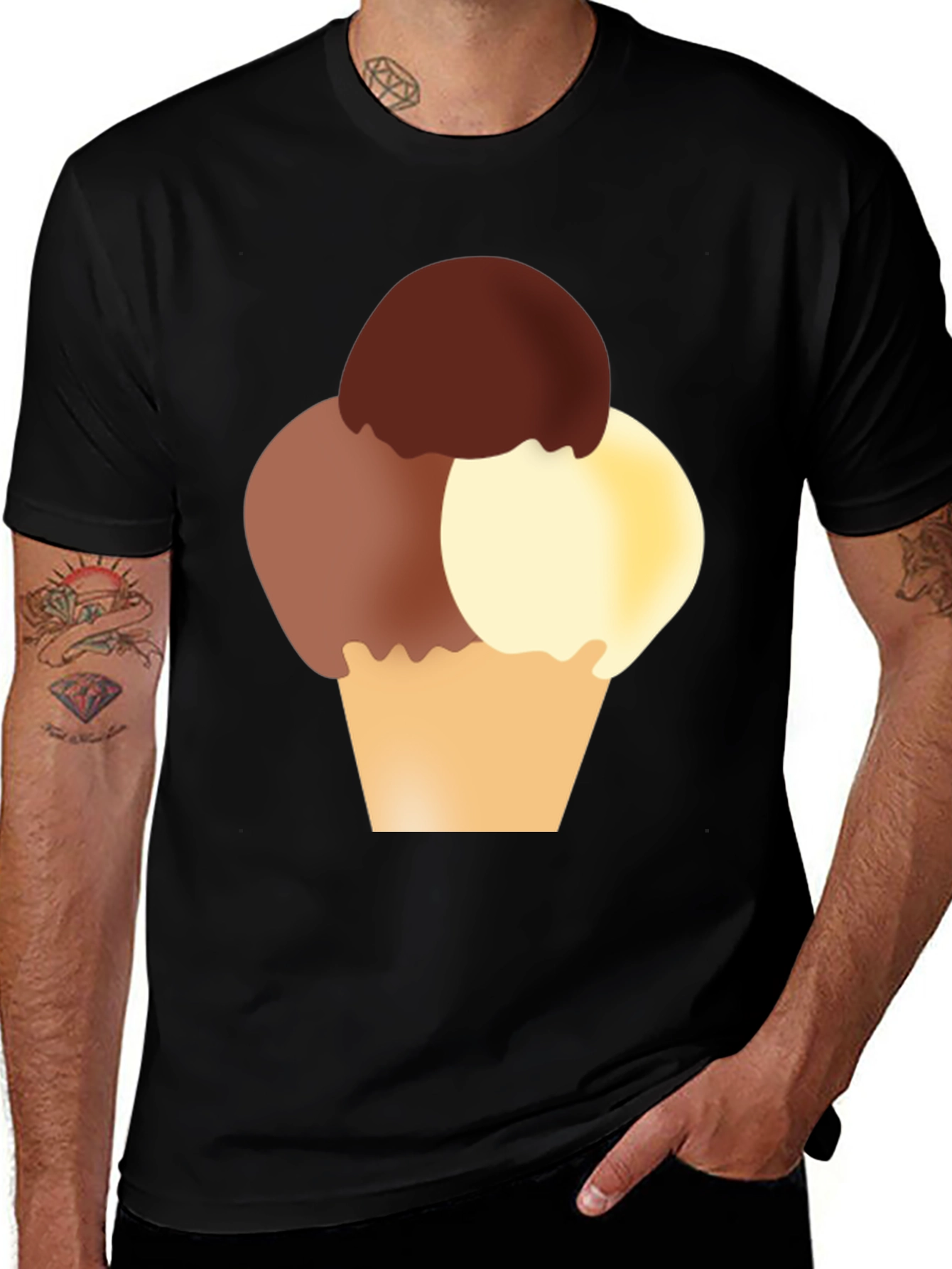 Variant 5 of Ice Cream Graphic Tee - Black Cotton T-Shirt
