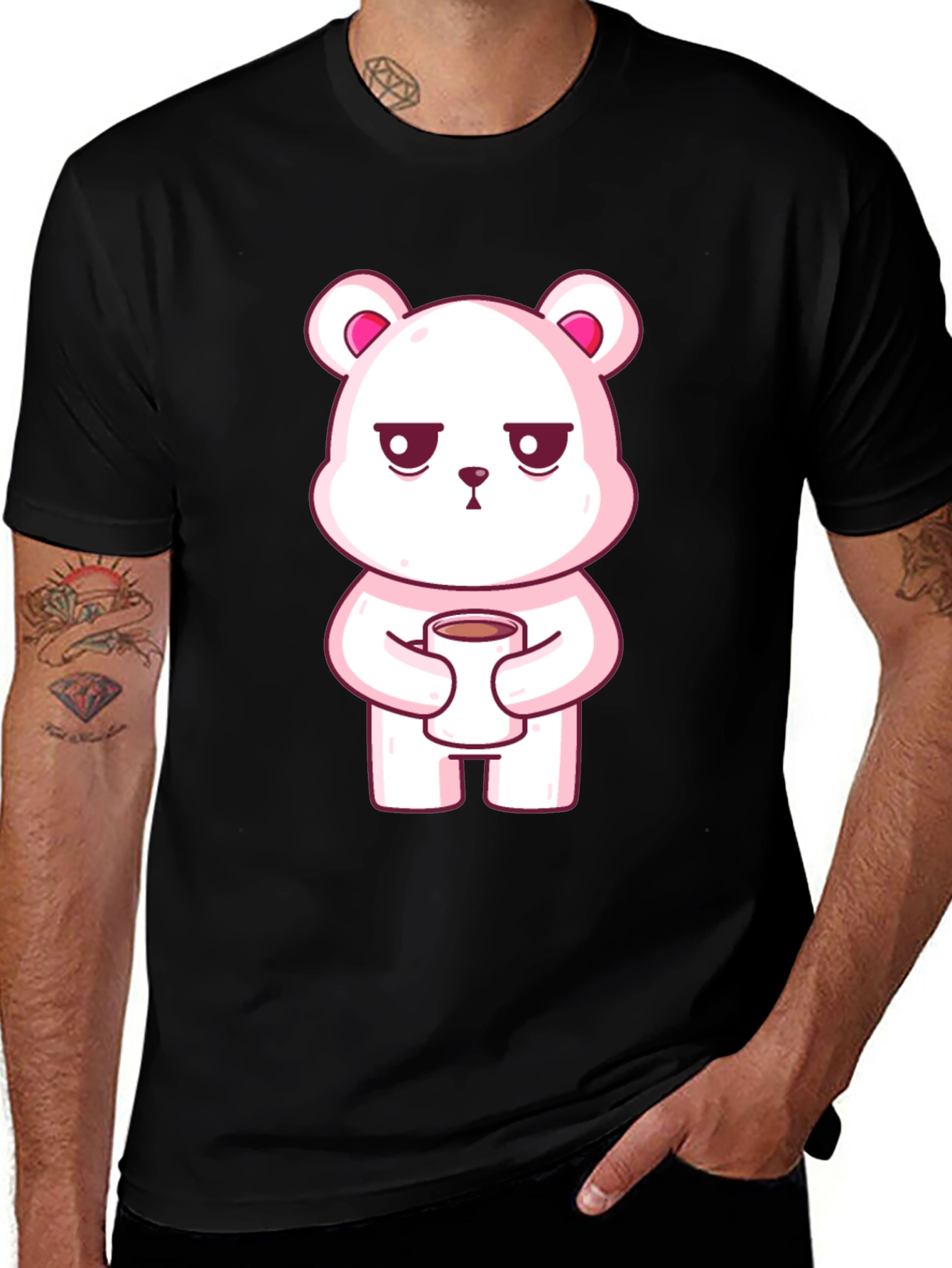 Variant 19 of Grumpy Bear Coffee T-Shirt - Comfy Black Tee
