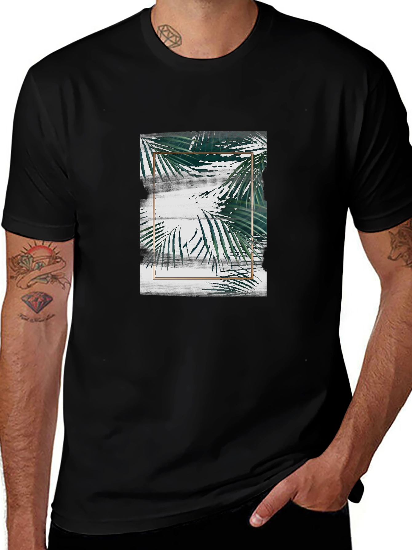 Variant 6 of Tropical Leaves Framed T-Shirt