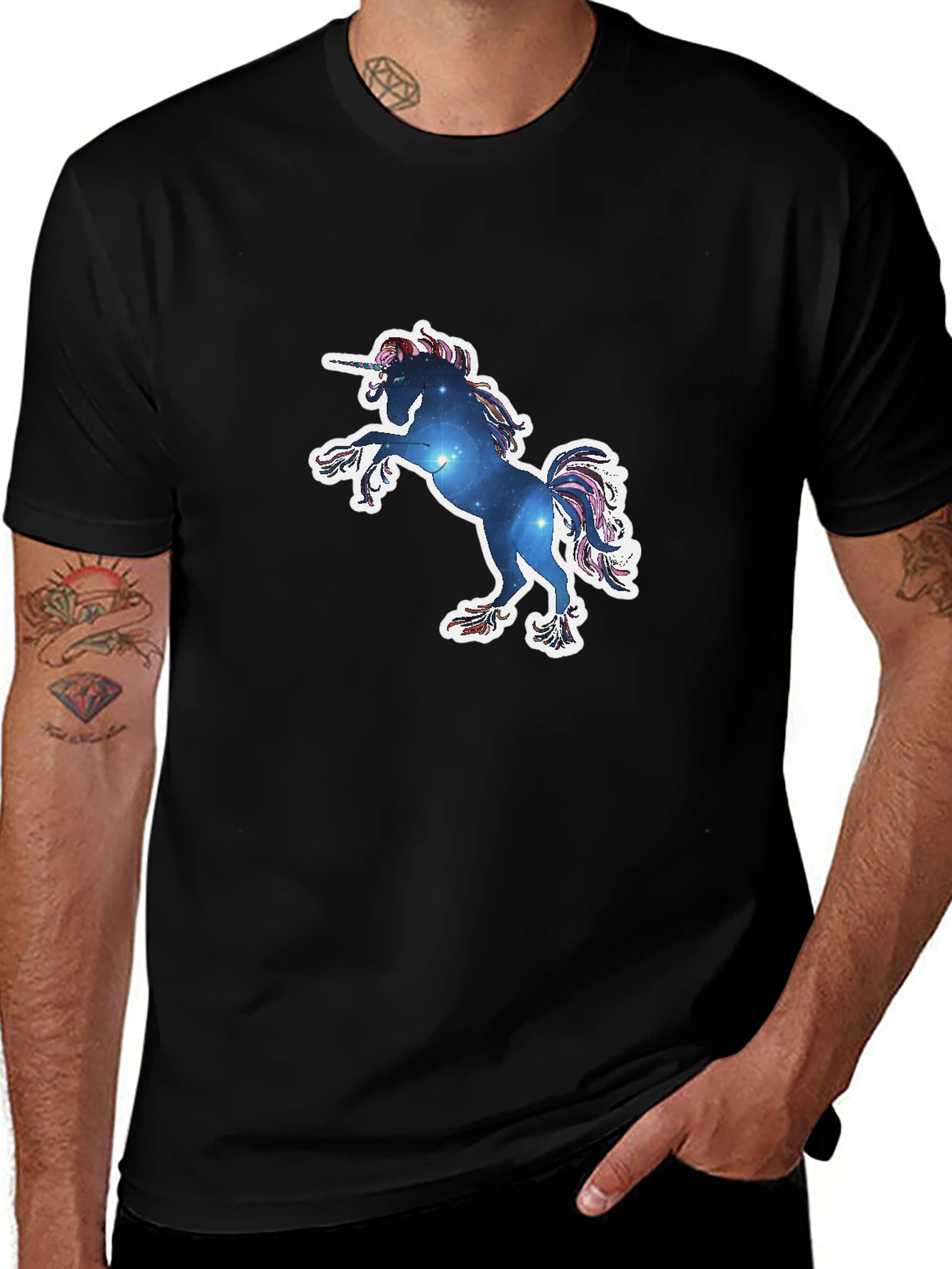 Variant 28 of Unicorn Galaxy Graphic Tee - Black