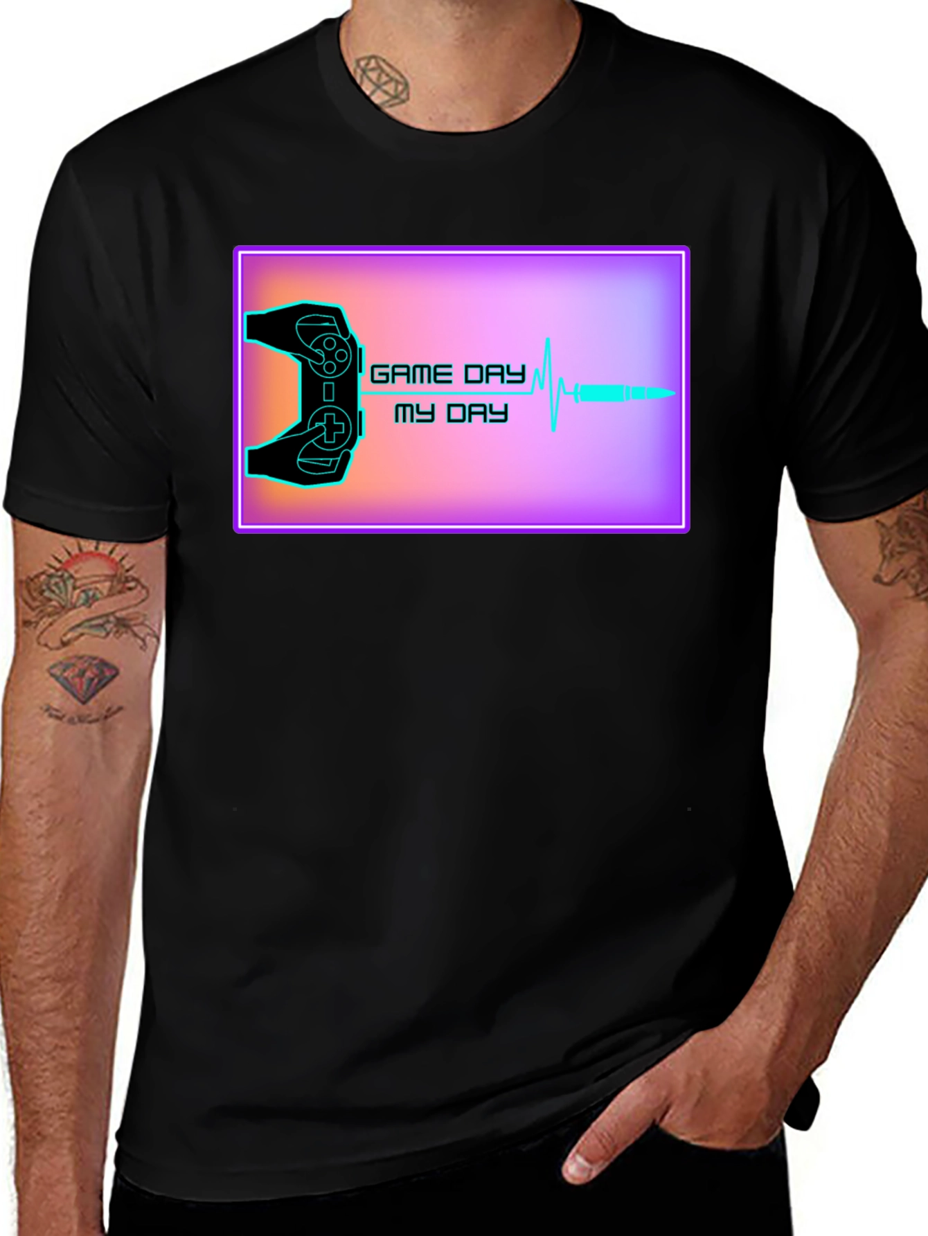 Game Day My Day T-Shirt - Gamer Heartbeat Design