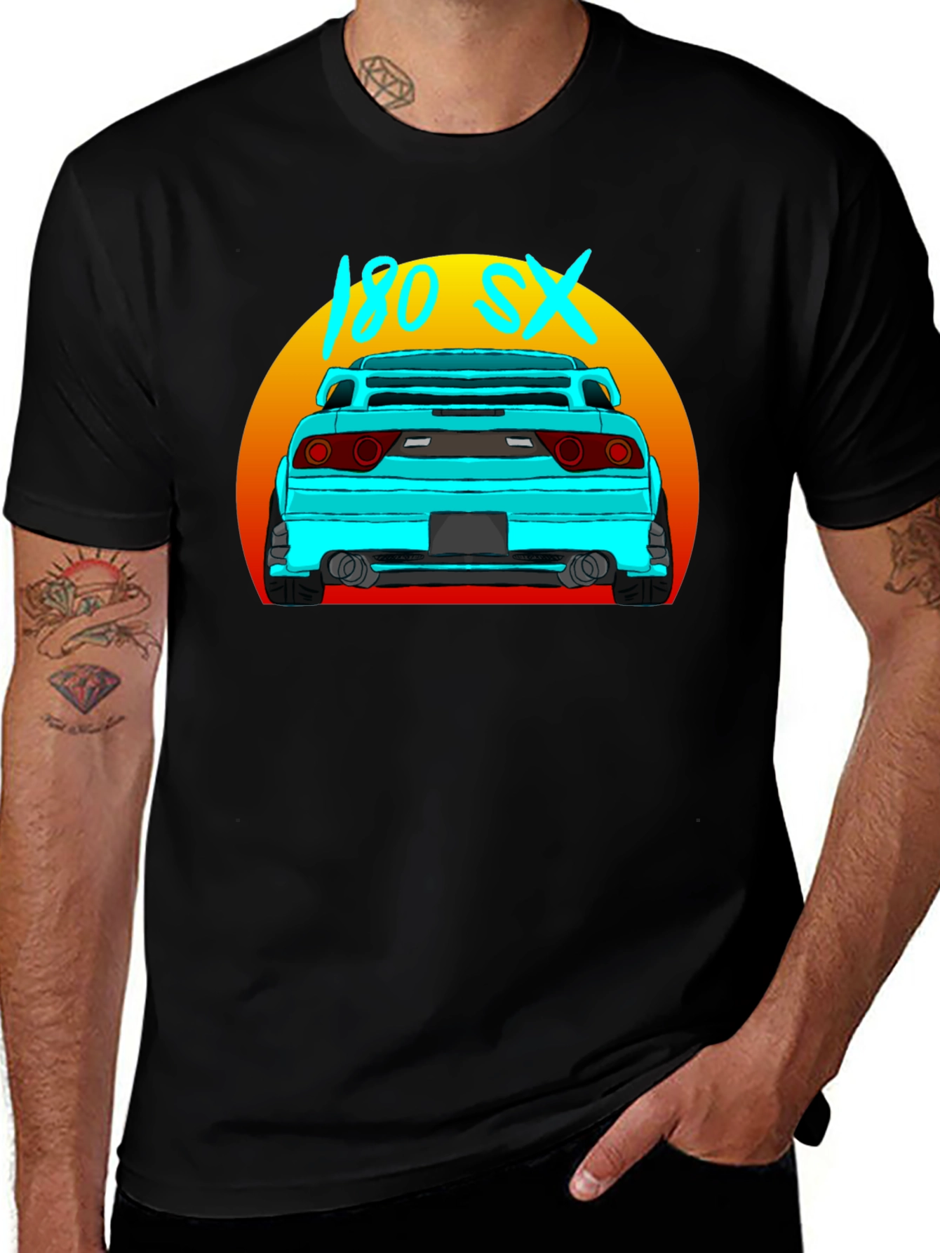 Variant 13 of 180 SX Car Graphic Black T-Shirt