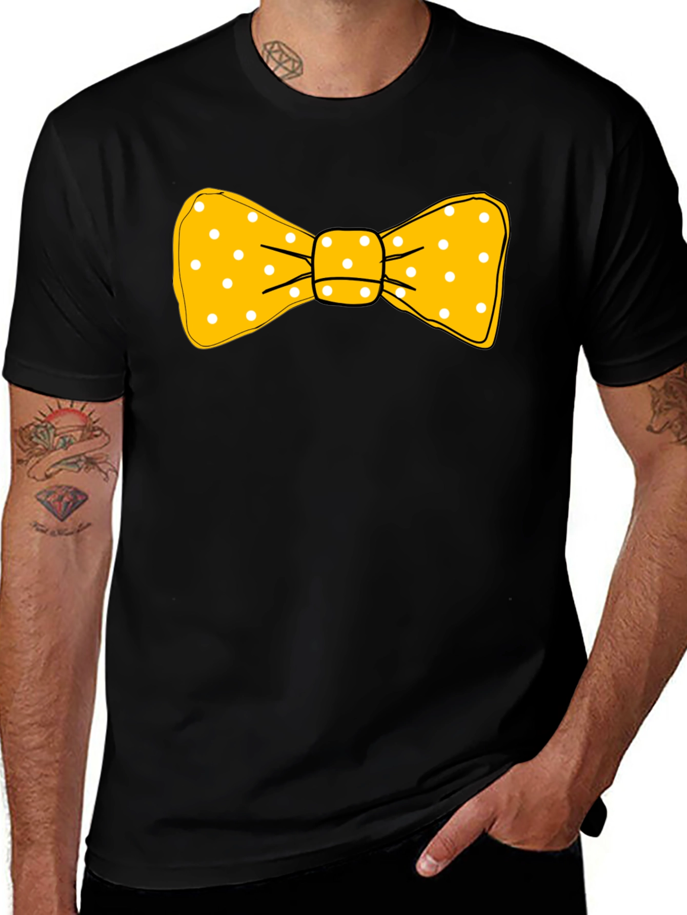 Variant 4 of Yellow Polka Dot Bow Tie Graphic T-Shirt