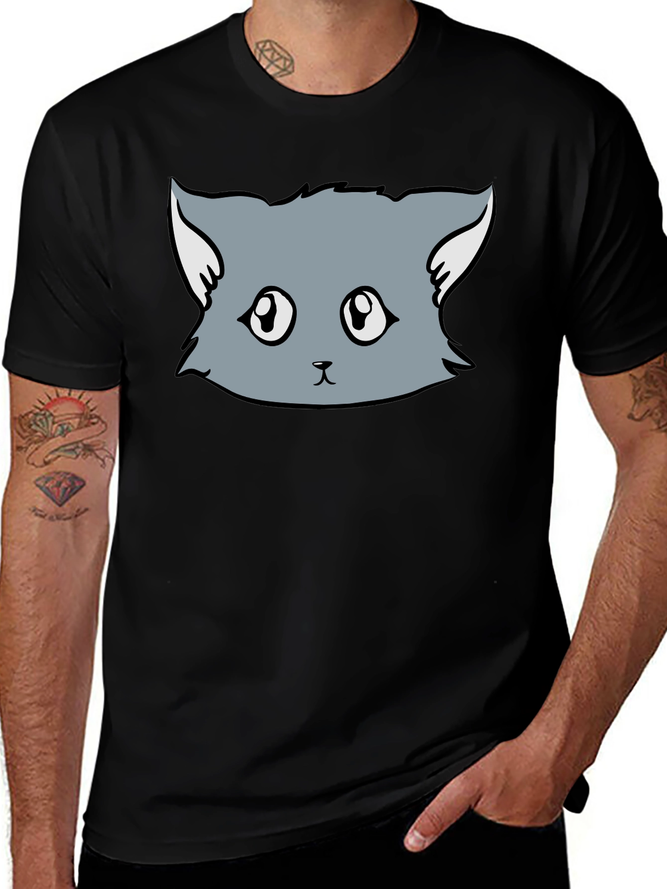 Variant 16 of Cute Cartoon Cat Face T-Shirt