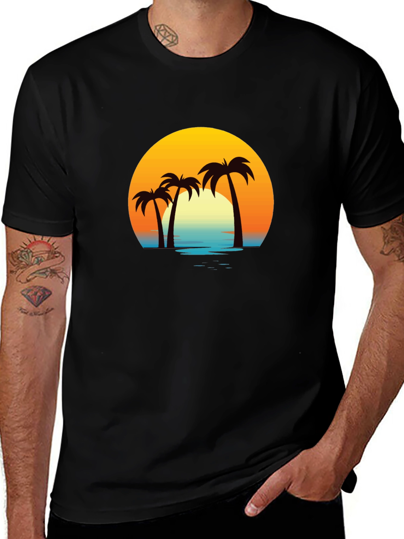 Variant 7 of Tropical Sunset Palm Tree Graphic T-Shirt