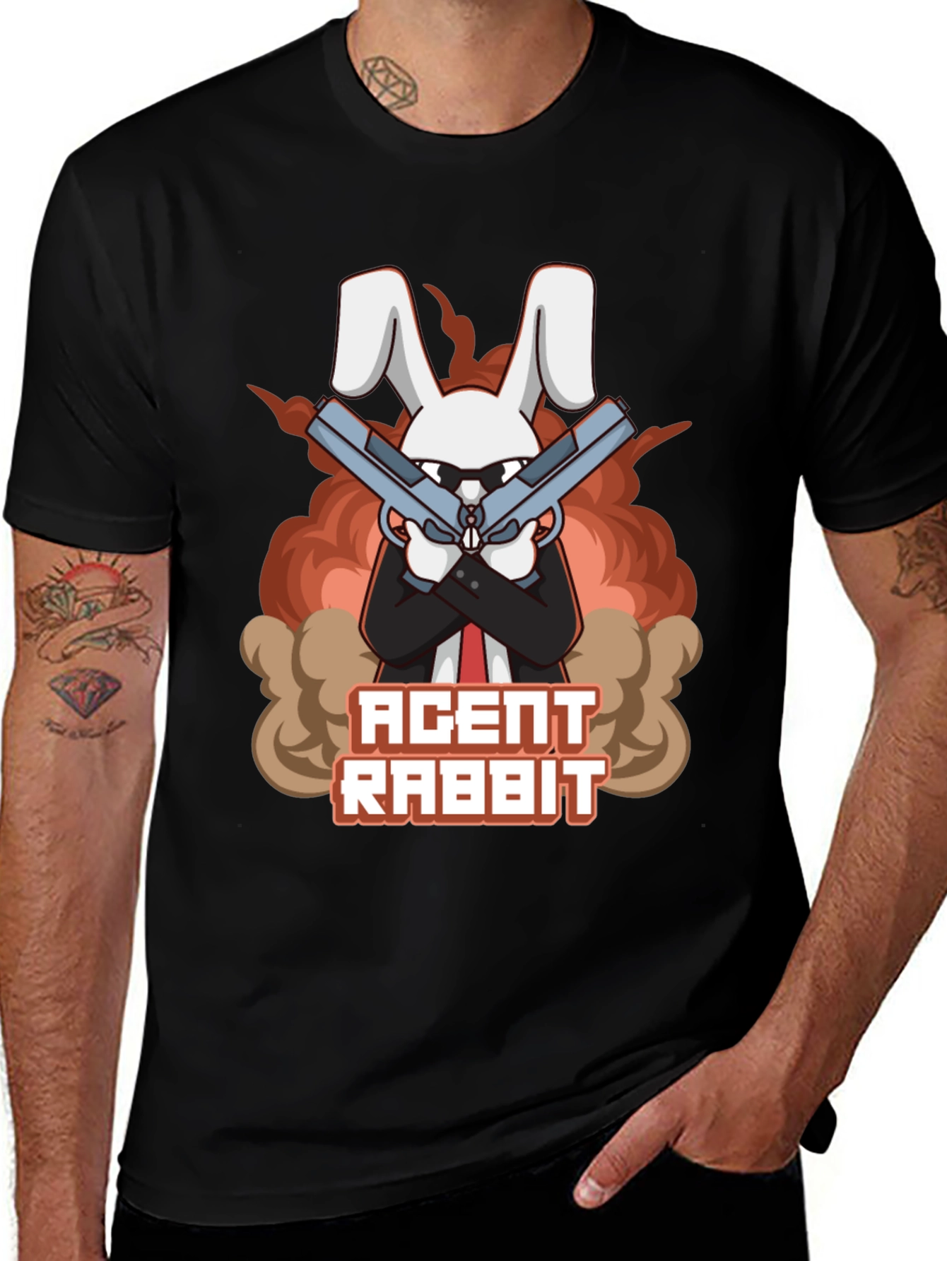 Variant 11 of Agent Rabbit Graphic Tee - Funny Cartoon T-Shirt