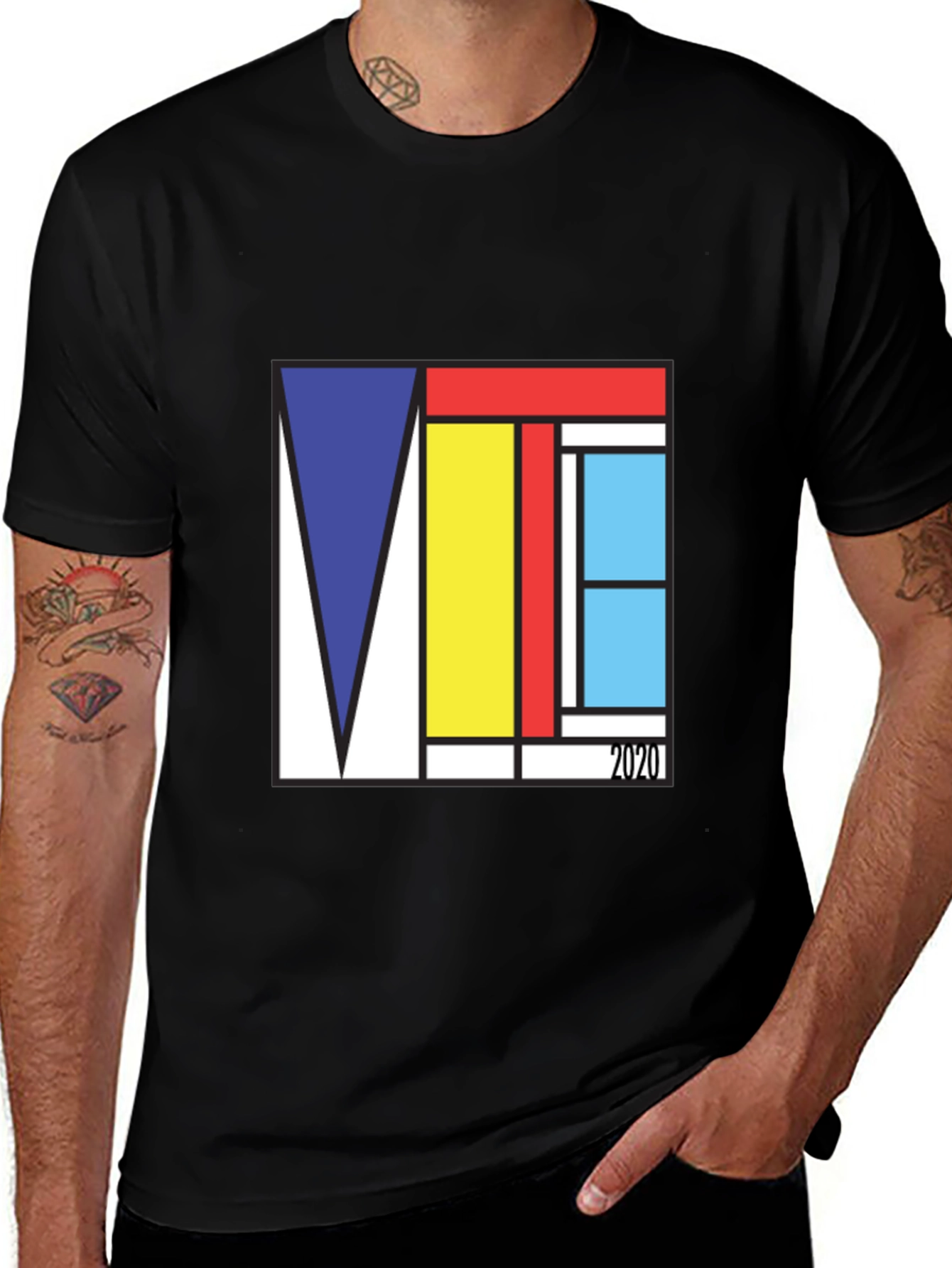 Variant 8 of Mondrian Style 2020 Vote T-Shirt