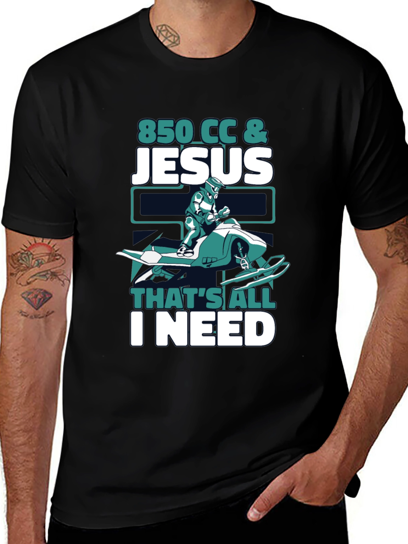 Variant 23 of 850 CC & Jesus T-Shirt - Snowmobile Graphic Tee