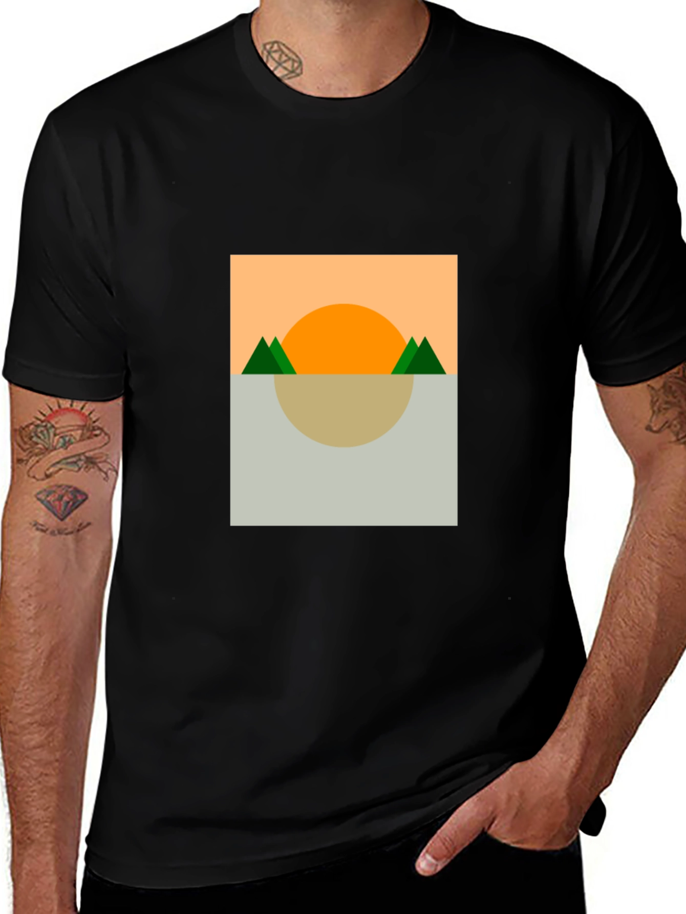 Variant 9 of Geometric Sunset Graphic Tee - Modern Minimalist Design