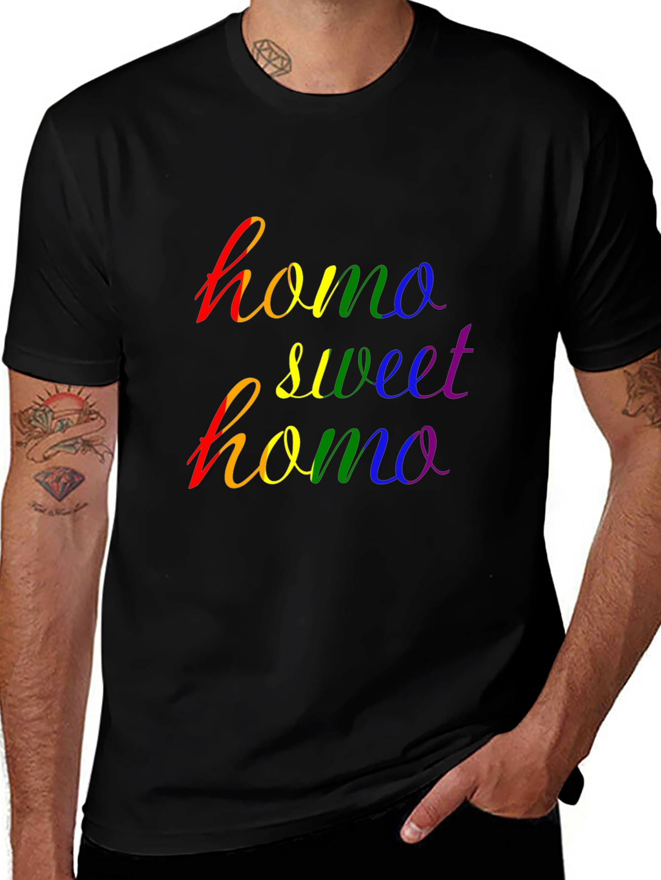 Variant 26 of Homo Sweet Homo Pride T-Shirt - Rainbow Graphic Tee