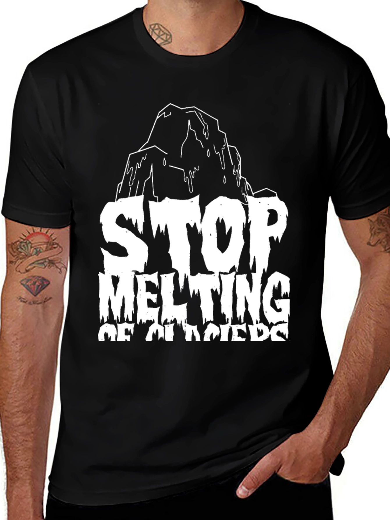 Variant 8 of Stop Melting Glaciers Graphic T-Shirt - Black