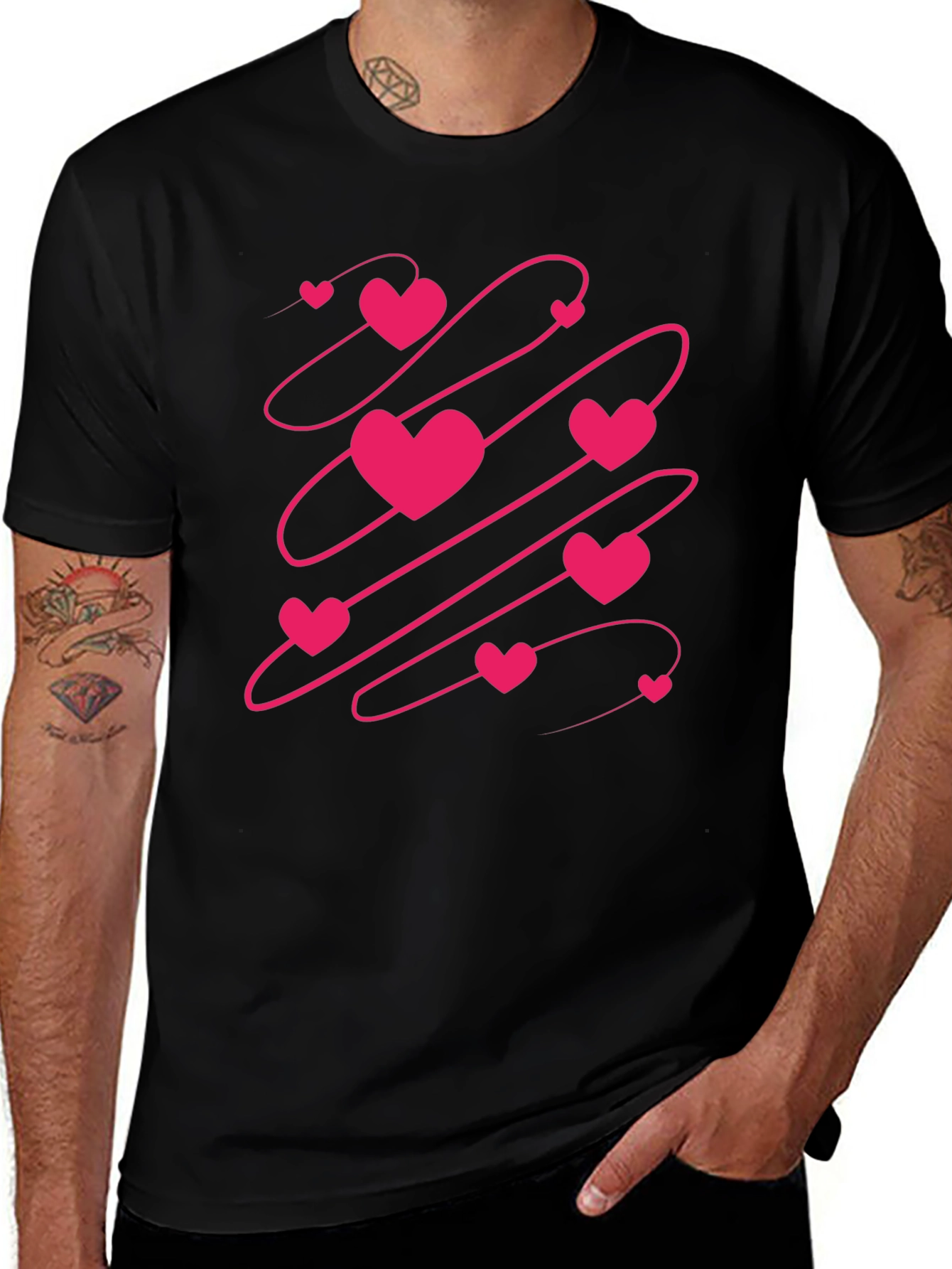 Variant 7 of Heart Swirl Black T-Shirt - Stylish & Trendy