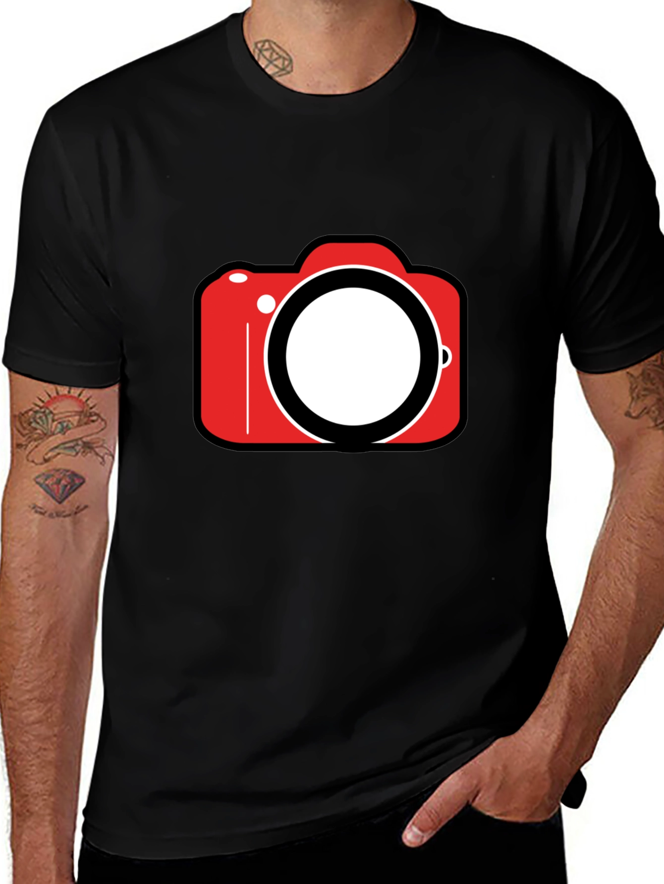 Variant 25 of Camera Graphic Tee - Black Short Sleeve