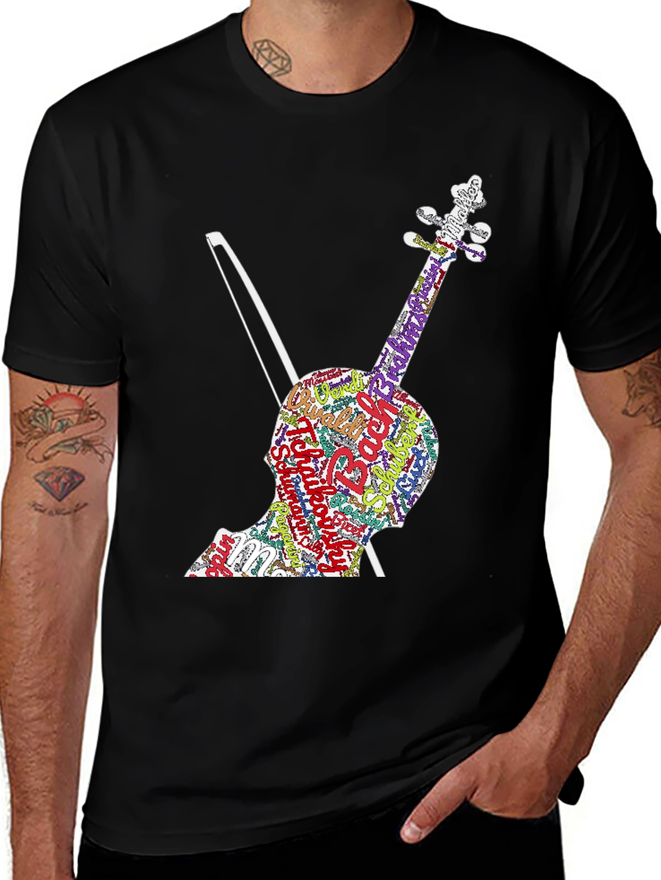 Variant 8 of Violin Word Art Graphic Tee - Musician T-Shirt