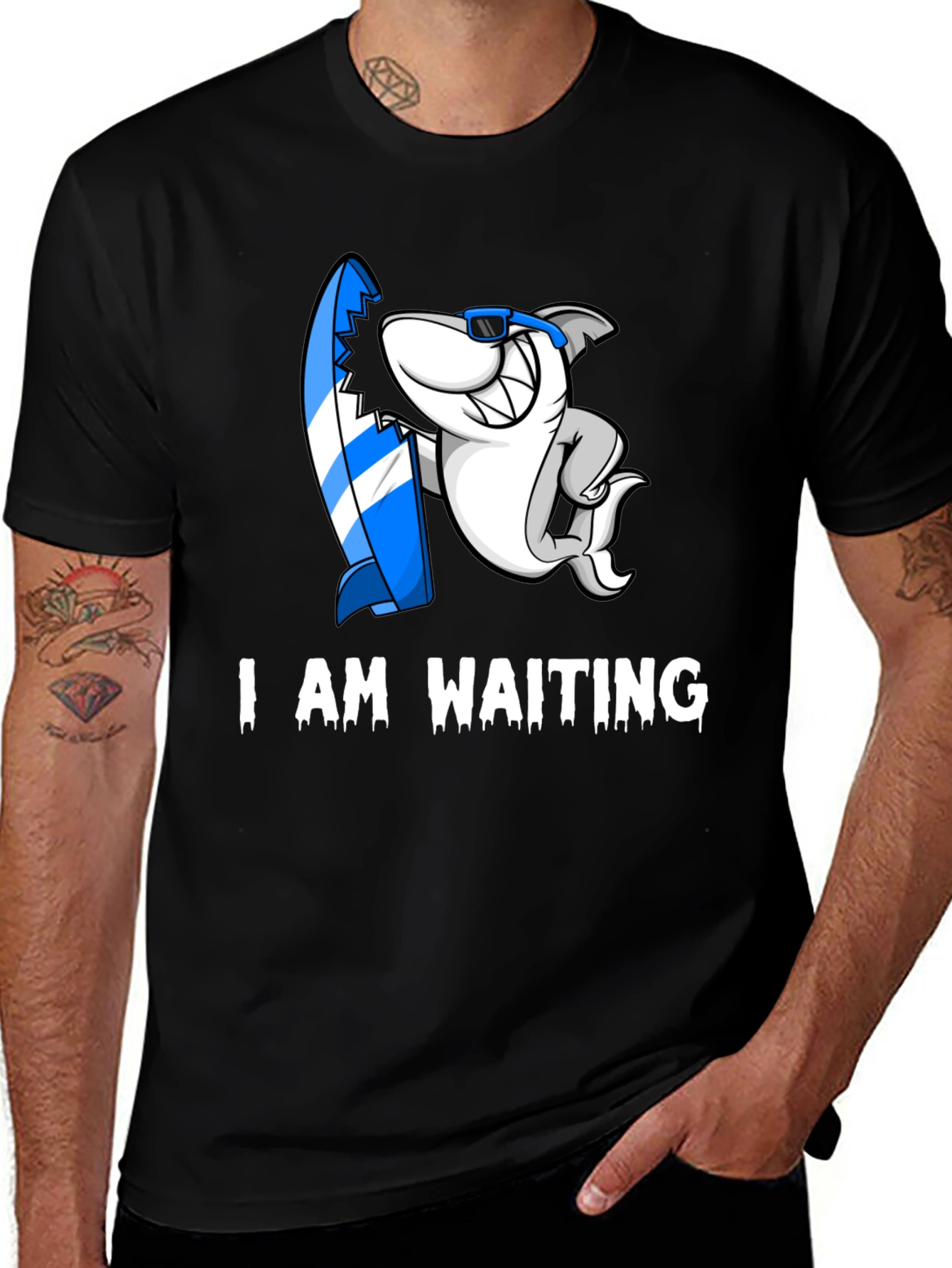 Variant 23 of I Am Waiting Shark Graphic T-Shirt