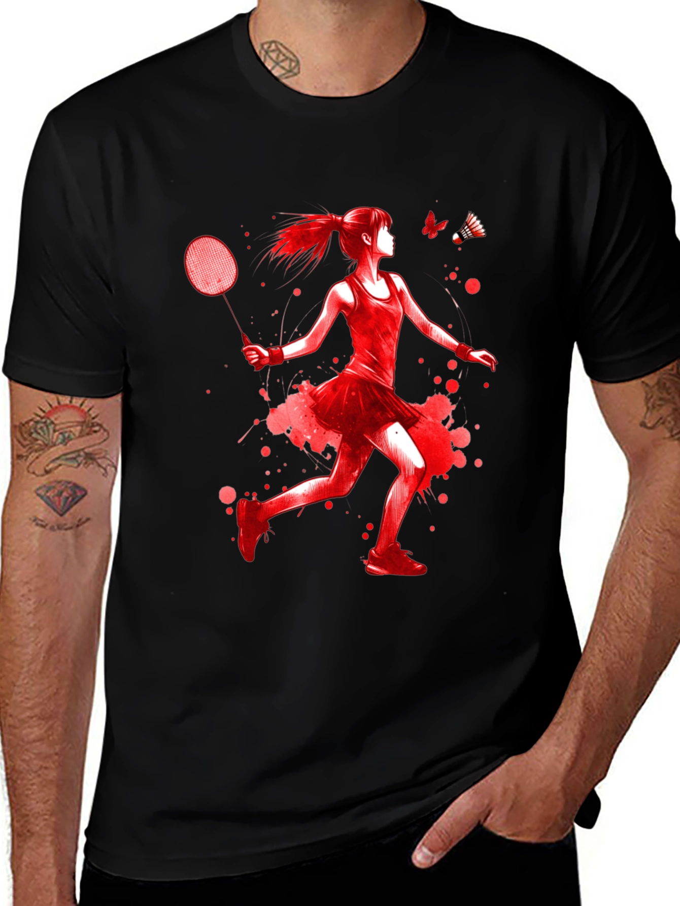 Variant 24 of Badminton Player Graphic T-Shirt