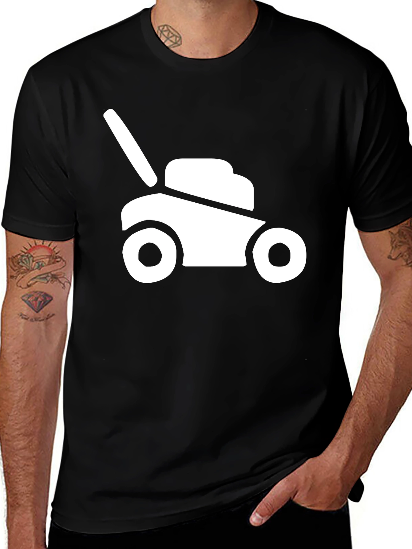 Variant 25 of Lawnmower Graphic Tee - Black Cotton Comfort