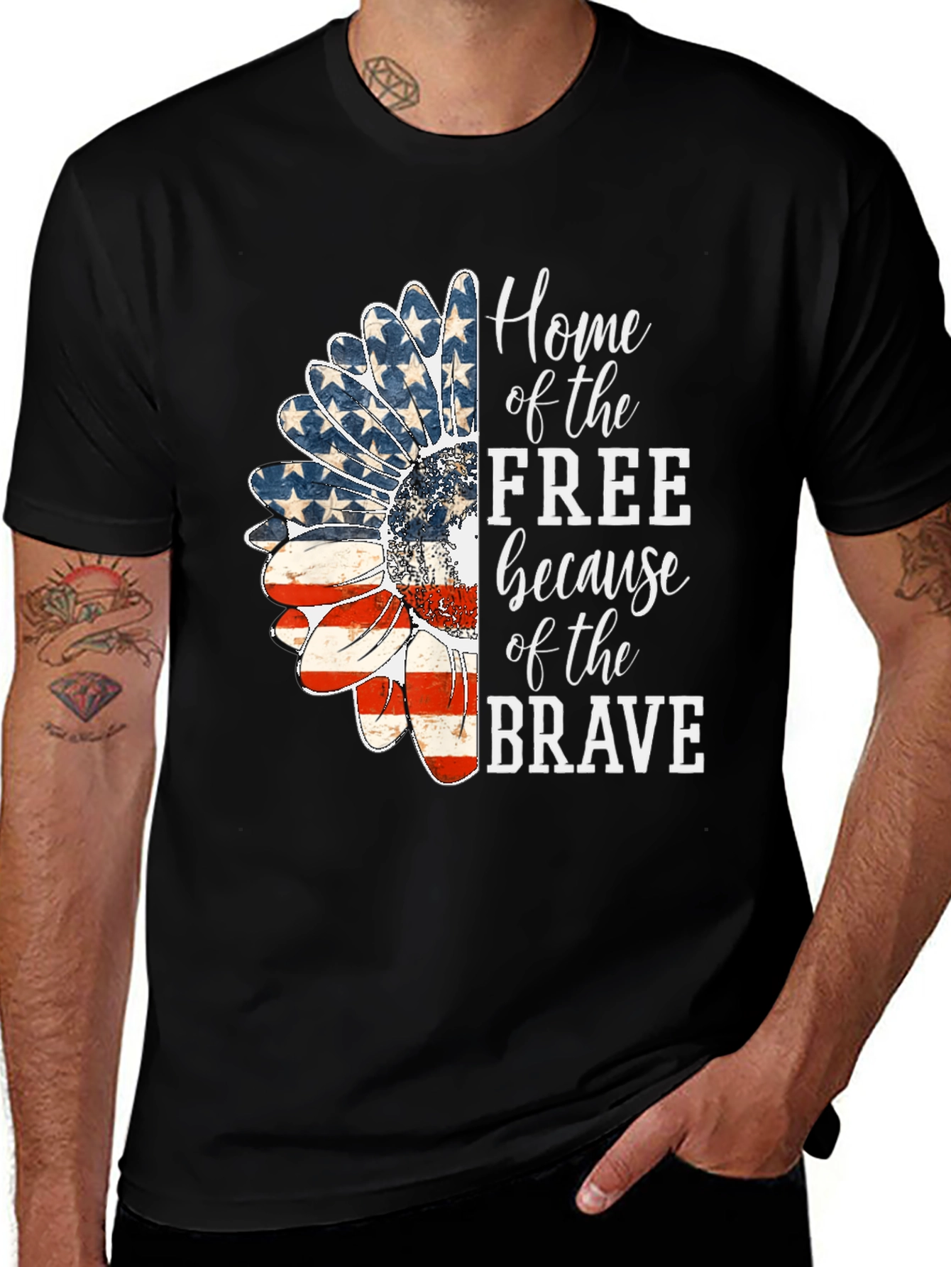 Variant 25 of Patriotic Sunflower T-Shirt: Home of the Free