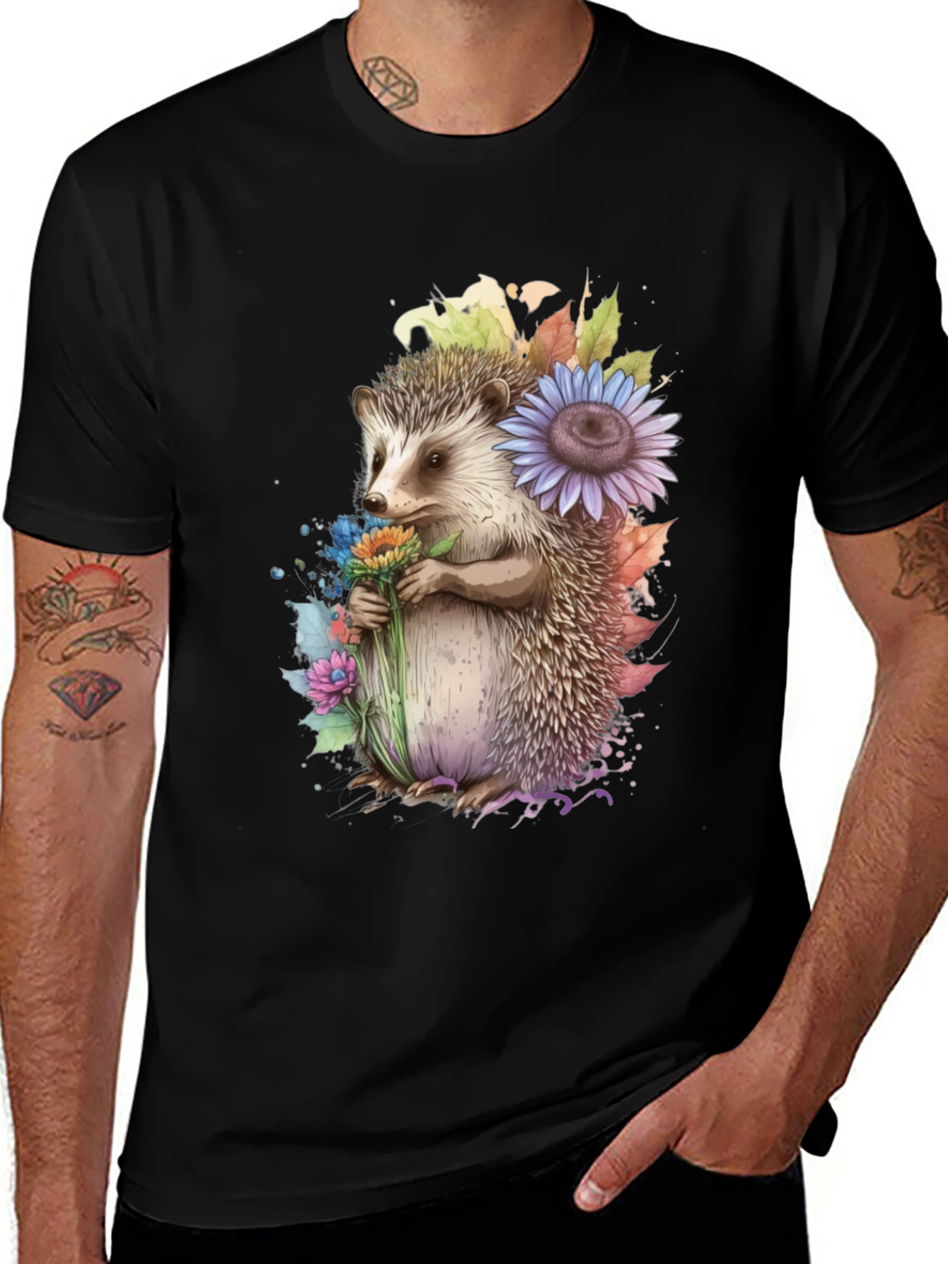 Variant 28 of Hedgehog Floral Print T-Shirt