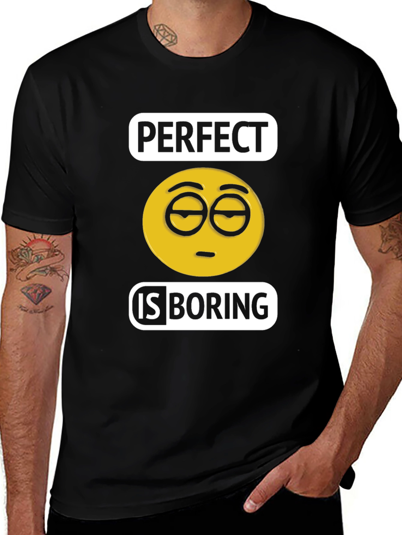 Variant 18 of Perfect is Boring Emoji T-Shirt, Black