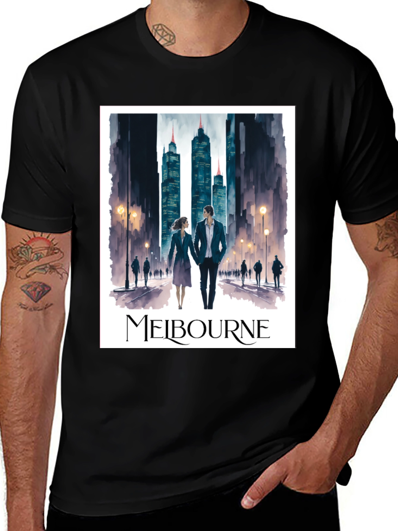 Melbourne Cityscape Graphic Tee - Stylish Travel Souvenir