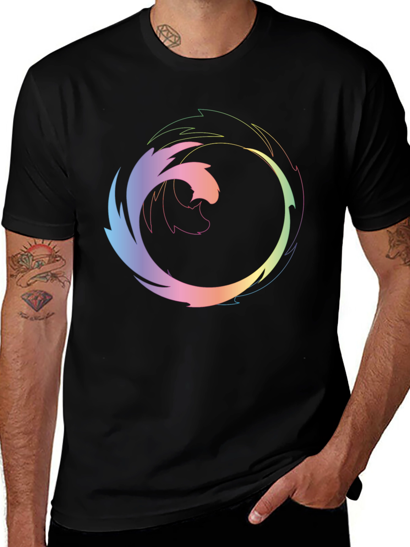 Variant 4 of Abstract Circular Graphic Print Black T-Shirt