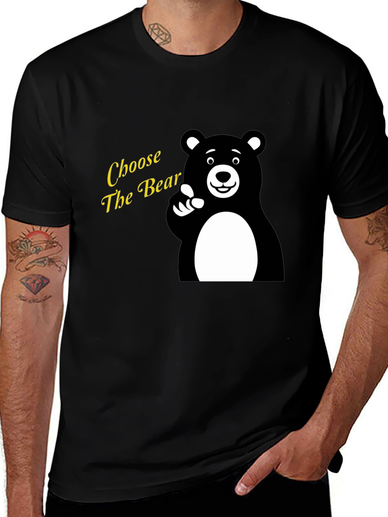 Variant 19 of Choose The Bear Graphic Tee - Black Cotton T-Shirt